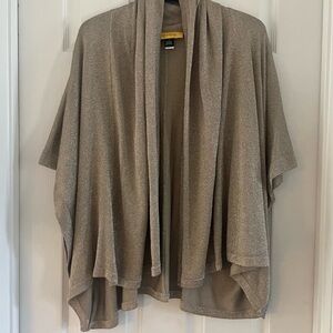 Saint John Elegant Open Front Cardigan Taupe